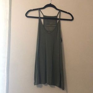 Small dark green tank top with detailed back